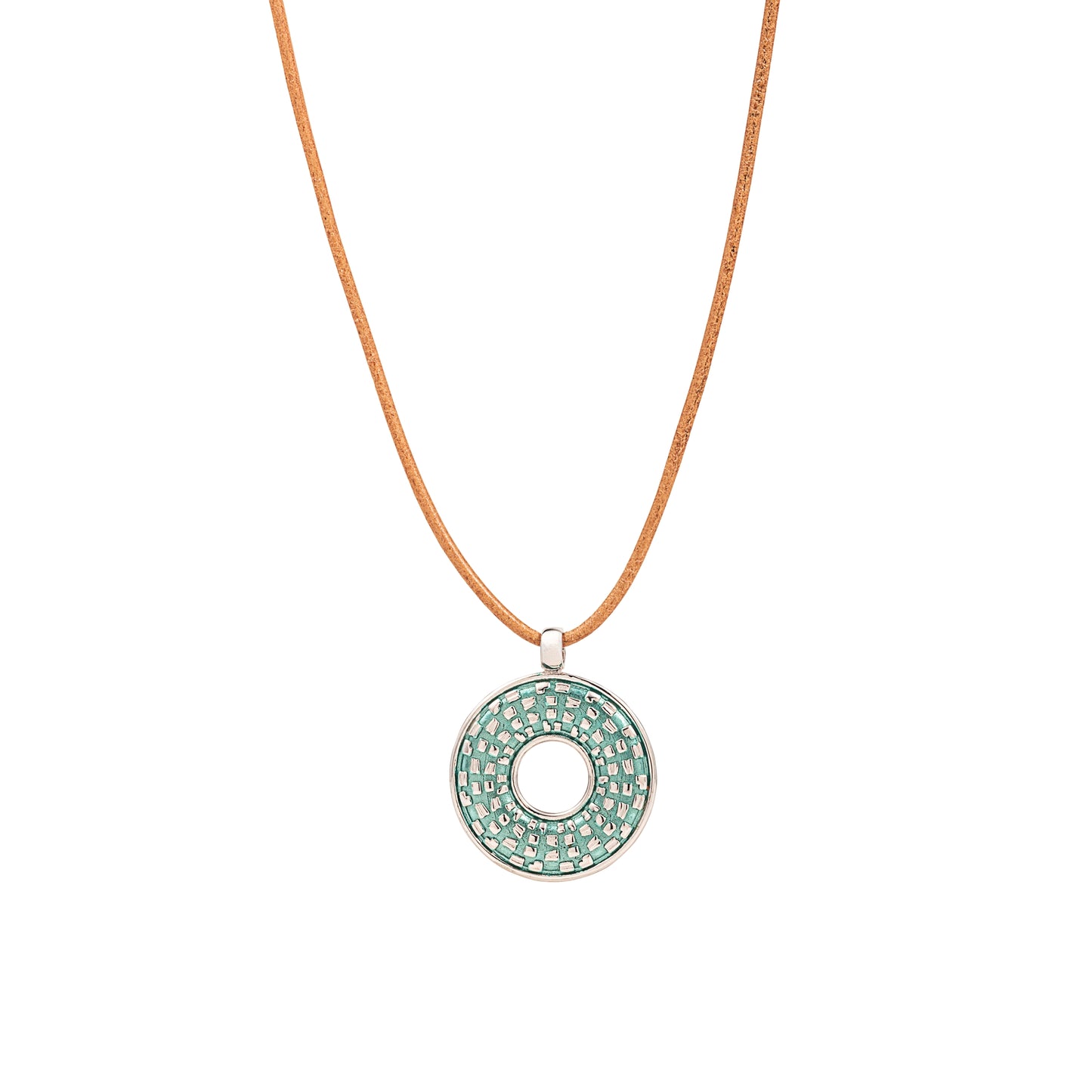 Collana Cuoio Pendente Trail Verde