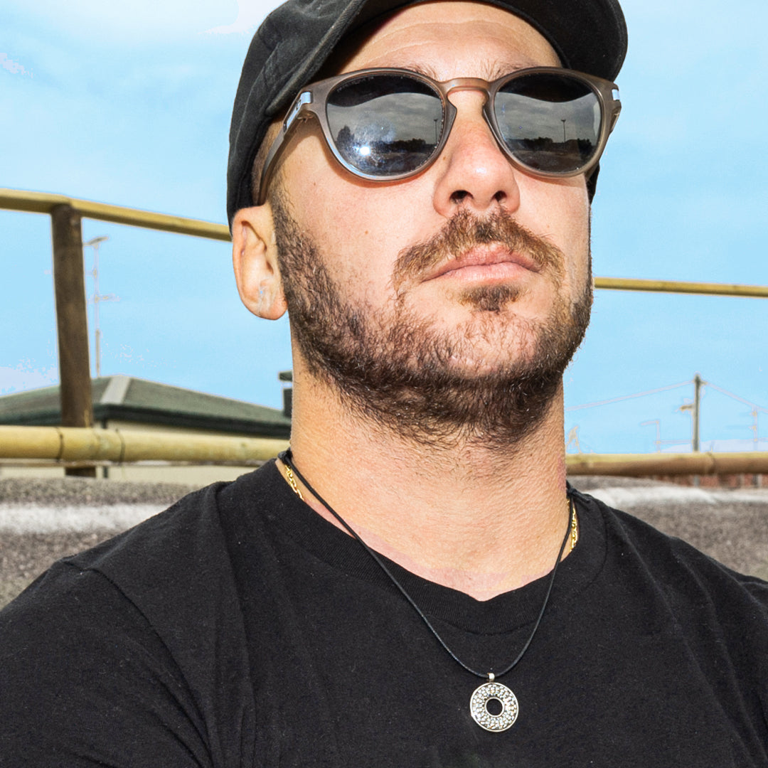 Collana Cuoio Pendente Trail Nero