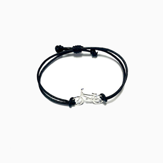 Bracciale in Filo Cerato nero con Bici da Corsa